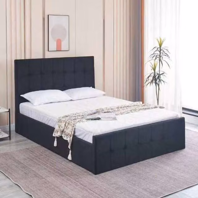 Kosy Koala Milano Black Velvet Upholstered Ottoman Storage Bed with Lift Up Base