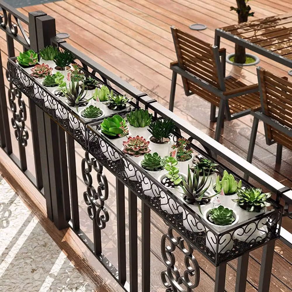 KORVIXA Black Rectangular Hanging Planter Window Box W/D/H: 80 x 20 x 12 cm – 4