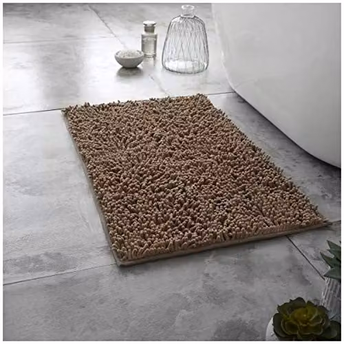 Gaveno Cavailia Rectangular Chenille Loop Bath Mat in Brown or Beige, W: 75 cm, D: 50 cm