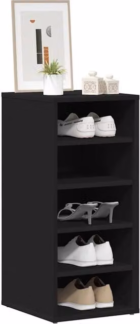 Berkfield Home Set of 2 Black Wall Mounted Modern Shoe Cabinets, W/D/H: 31.5 x 35 x 70 cm – 1