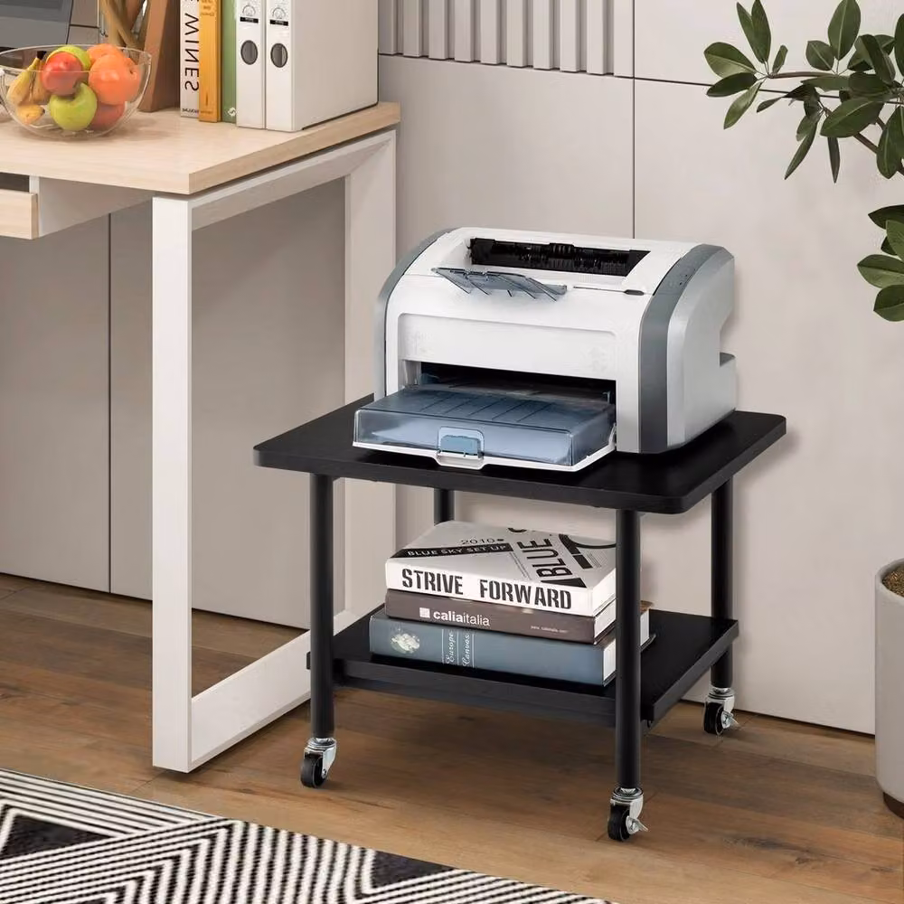SPETLEK Black Under Desk Printer Table with Locking Castors, W/D/H: 40 x 40 x 37 cm – 7