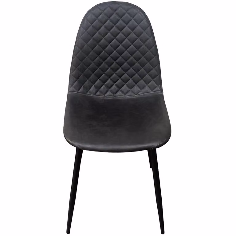 IH Design Corona Set of 4 Grey Synthetic Leather Dining Chairs with Black Metal Legs