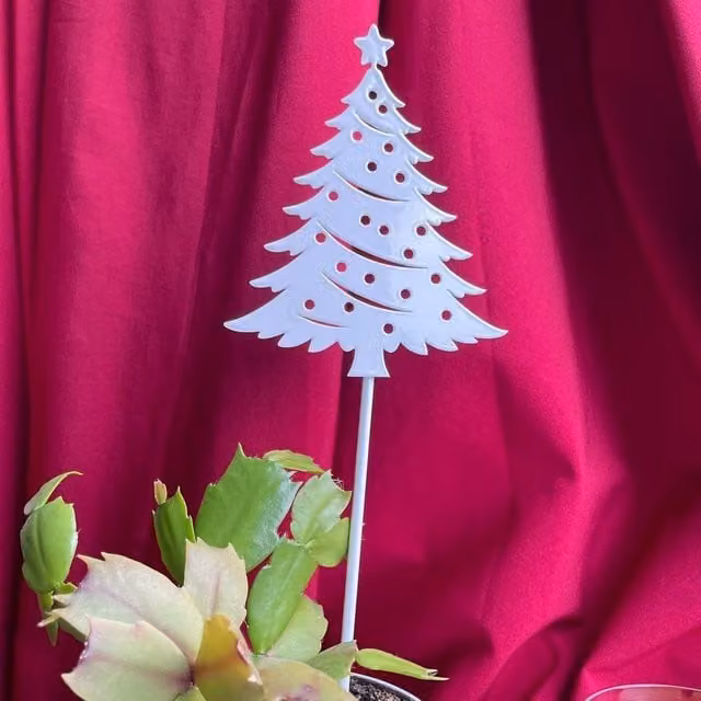 Poppyforge Christmas Tree Pot Pin Garden Art, White, Pack of 3, Height: 25 cm