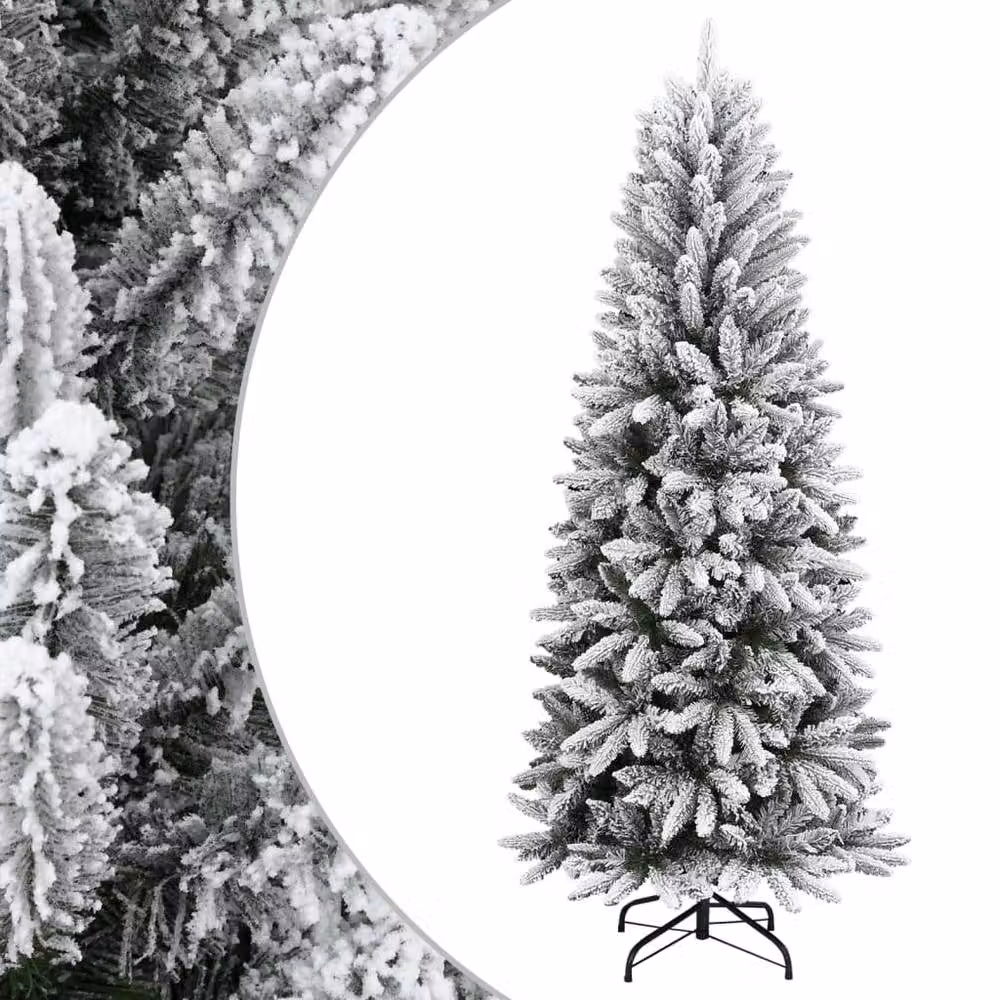 Berkfield Home Artificial Flocked Snow Christmas Tree in White, Height: 120 cm – 2
