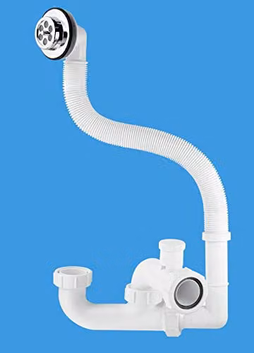 McAlpine White 50mm Anti-Syphon Bath Trap with Flexible Overflow FSK10V