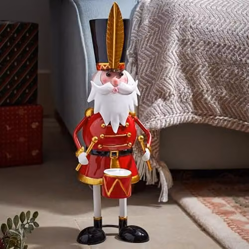 Smart Garden Red Polka Dot Standing Santa Christmas Decoration
