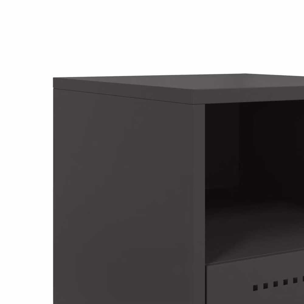 Berkfield Home Set of 2 Durable Metal Bedside Cabinets in Black, W/D/H: 36 x 39 x 60.5 cm – 5