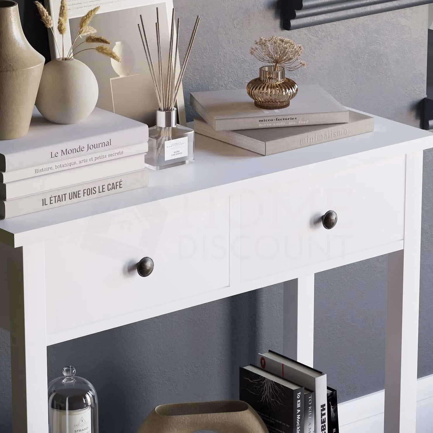 Vida Designs Windsor Wooden Console Table with Drawers in White – 4