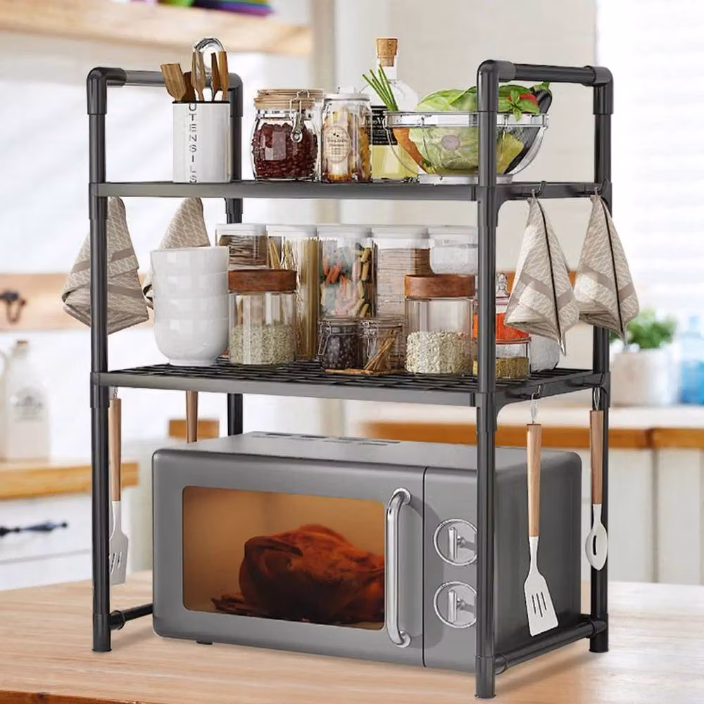 NESTLUNE 3 Tier Microwave Oven Rack Stand in Black, W/D/H: 100 x 15 x 71 cm – 3