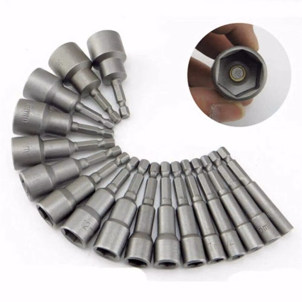 Nordara 14-Piece Magnetic Hex Nut Driver Bit Set, 6-19mm, 1/4 inch, Silver – 5