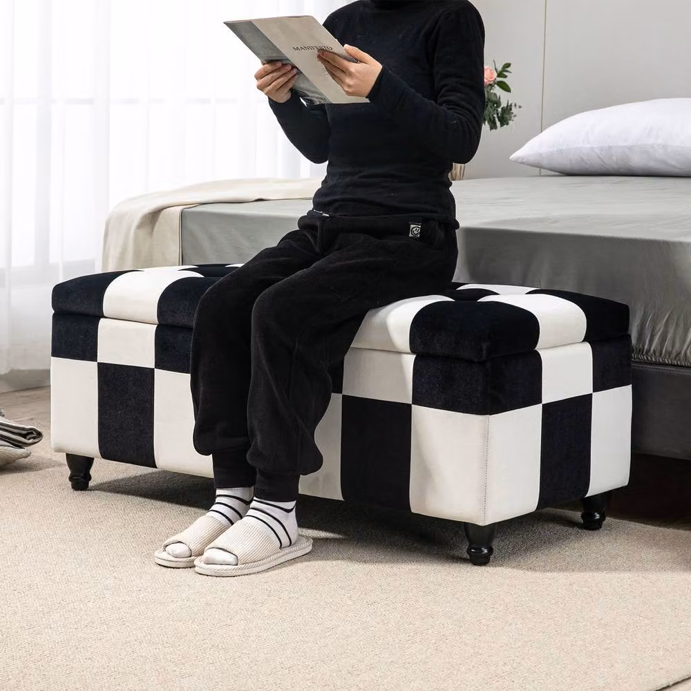 STILVORA Multicolour Storage Ottoman with Padded Top, Width: 114 cm – 7
