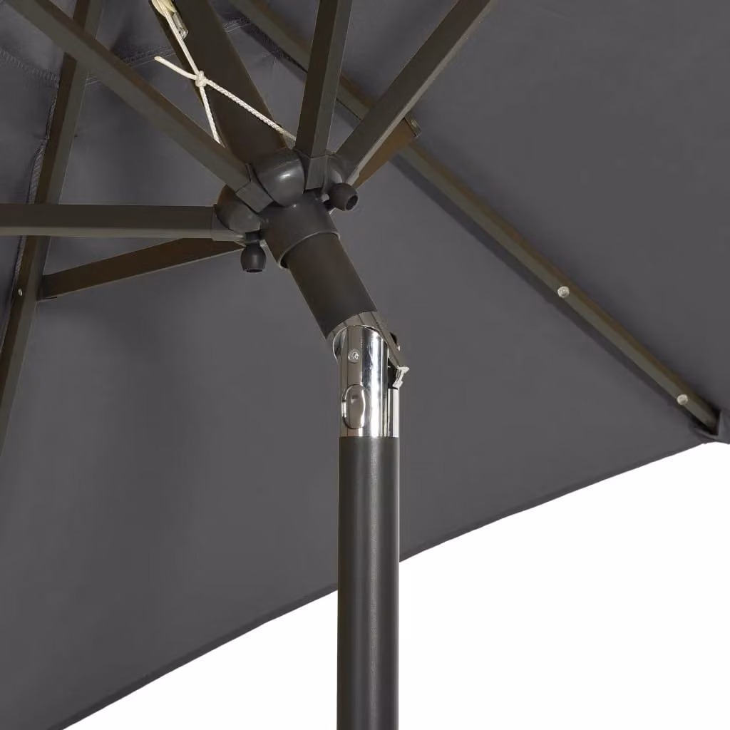 Berkfield Home Anthracite Parasol with LED Lights and Black Aluminium Frame, W: 200 cm, H: 211 cm – 3