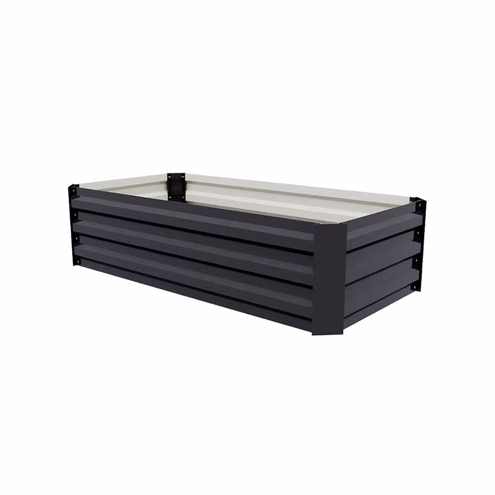 Living and Home Galvanised Steel Raised Garden Bed in Black, W/D/H: 90 x 90 x 30 cm – 2