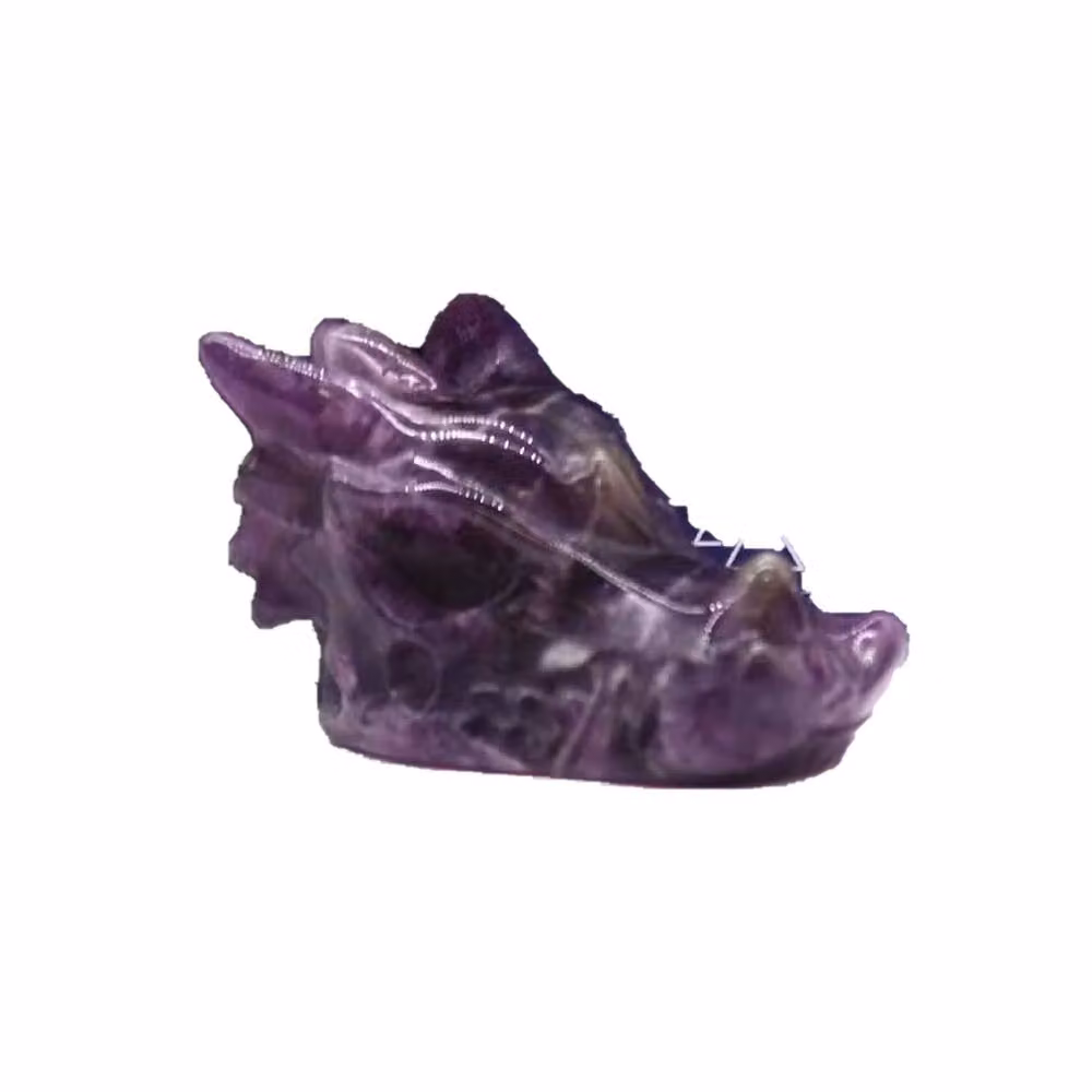 KDMD Amethyst Small Dragon Head Stone Carving, Purple Gemstone Tabletop Decor – 3