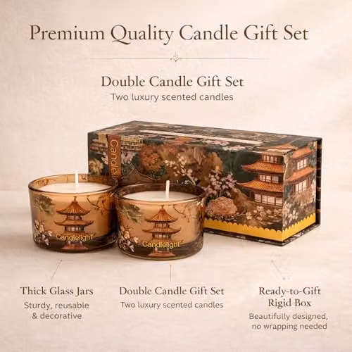 Candlelight The Silk Road Collection Samarkand Moroccan Spice Candle Duo Gift Set in Amber and Dusty Pink – 3