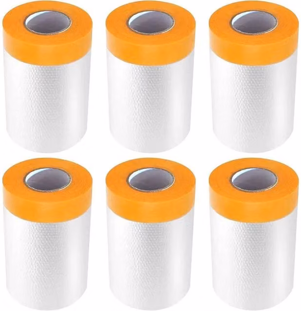 FLAVORA Pre-taped Masking Paper Dustproof Film for Car Spray Painting, White, W: 55 cm, L: 20 m – 1