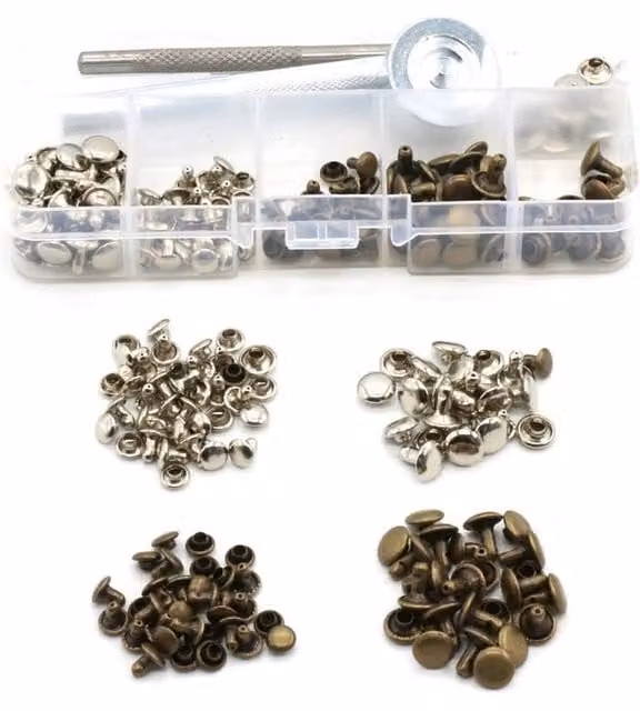 NESTLUNE 120-Piece Double Cap Metal Rivet Stud Fixing Tool Set in Silver – 1