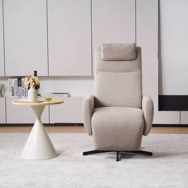 STILVORA Grey Chenille Recliner Chair with Footrest and Armrests