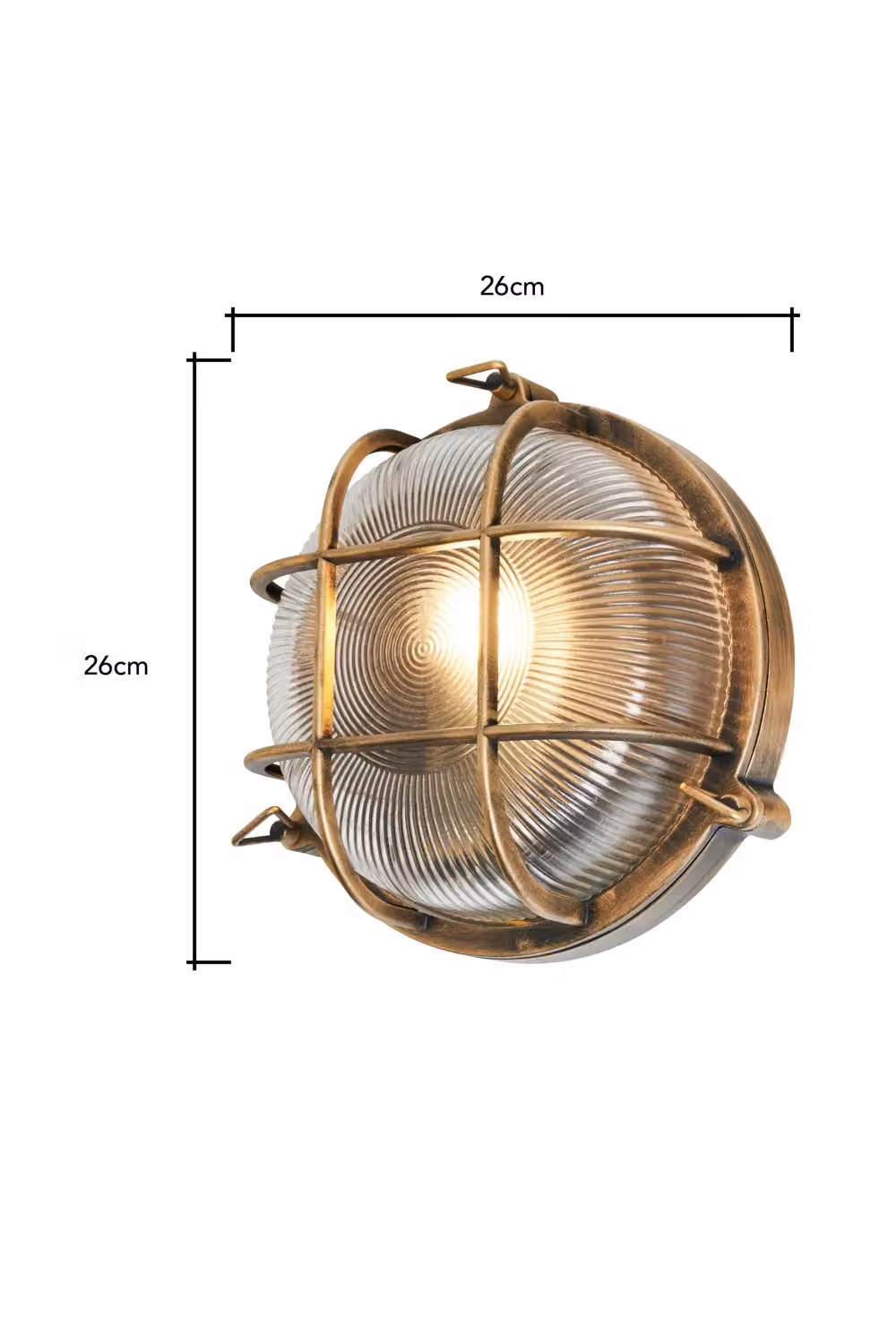 BHS Lighting Mika Caged Round Outdoor Wall Light in Gold/Brass – 4