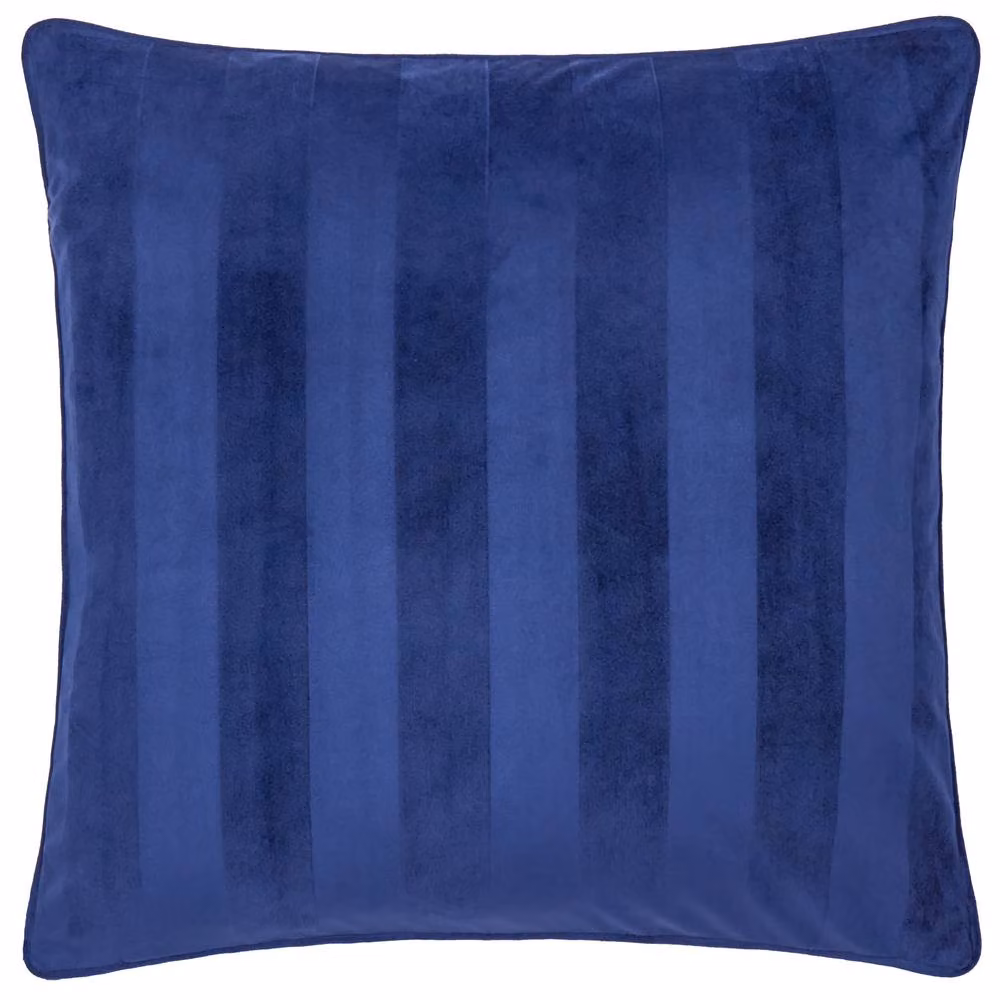 Paoletti Regency Striped Velvet Square Cushion in Blue, W x D: 45 x 45 cm – 2