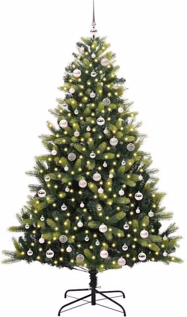 Berkfield Home Realistic Artificial Hinged Christmas Tree with 300 LEDs, Green, Height: 240 cm – 1