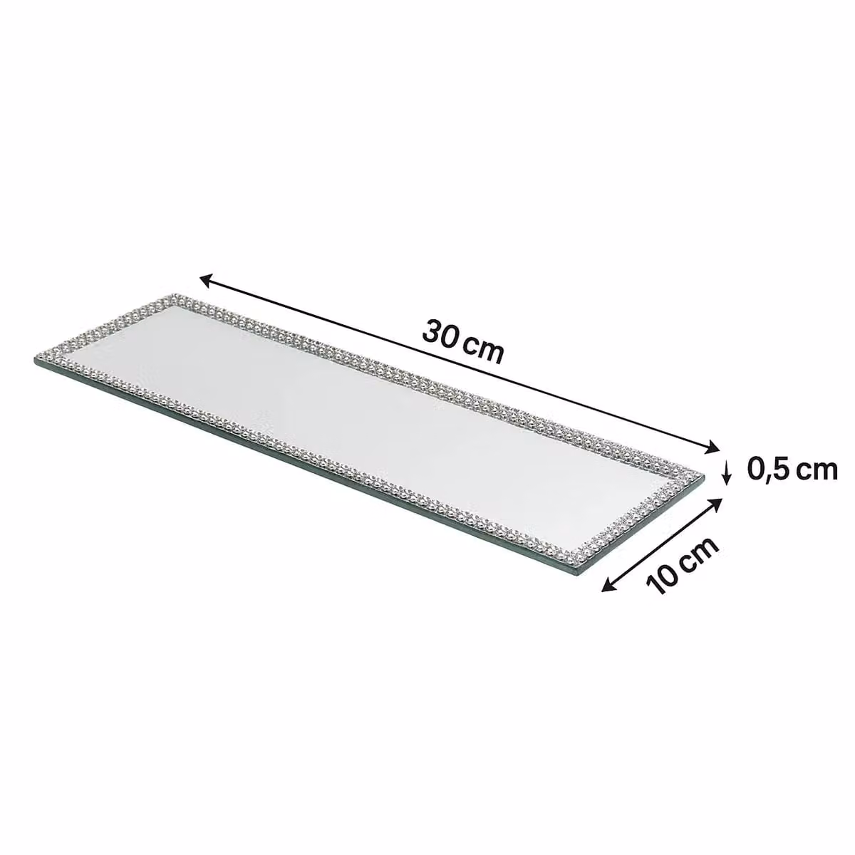Melody Maison Rectangle Jewelled Mirrored Display Plate Tray in Silver – 3