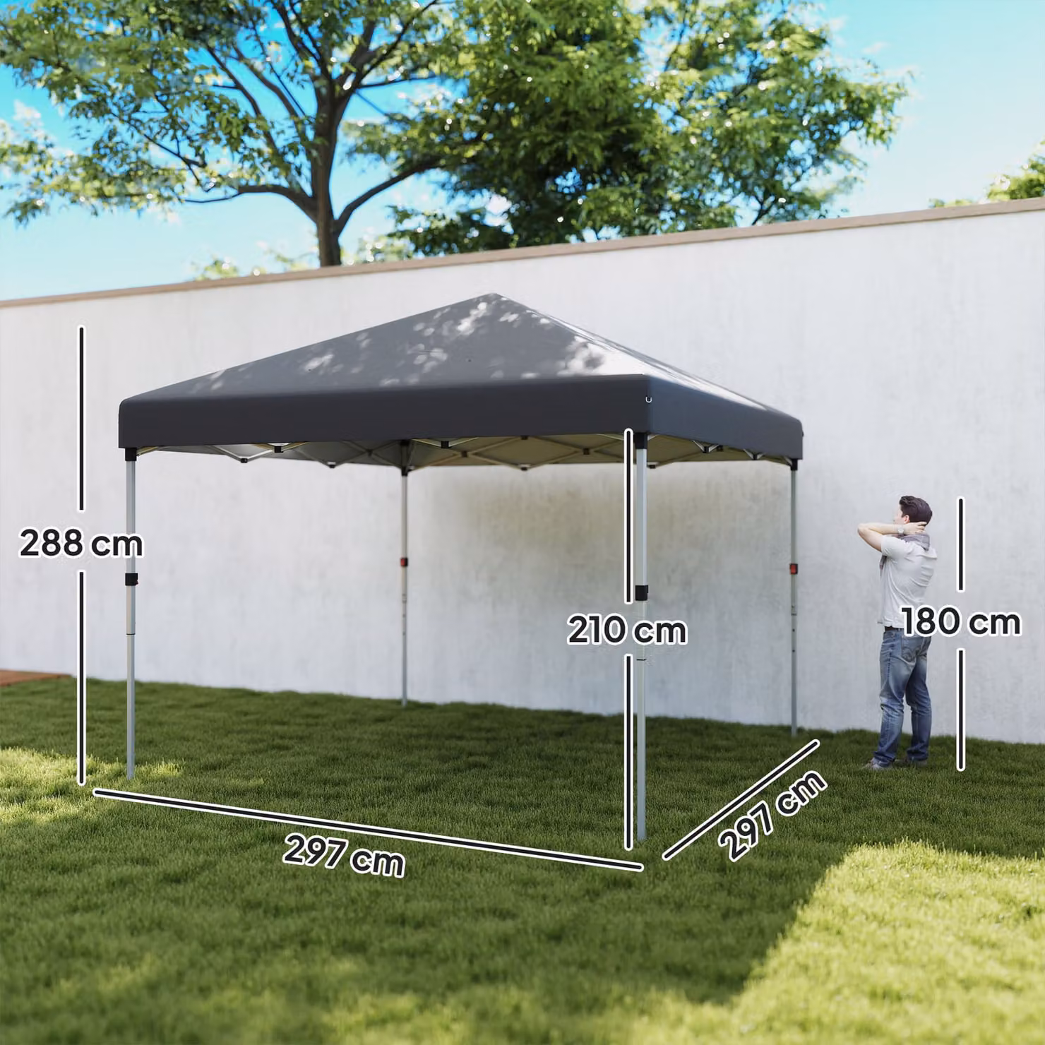 Outsunny Pop-Up Garden Gazebo with Sidewalls and Weight Bags, Dark Grey, W: 300 cm x D: 300 cm – 4