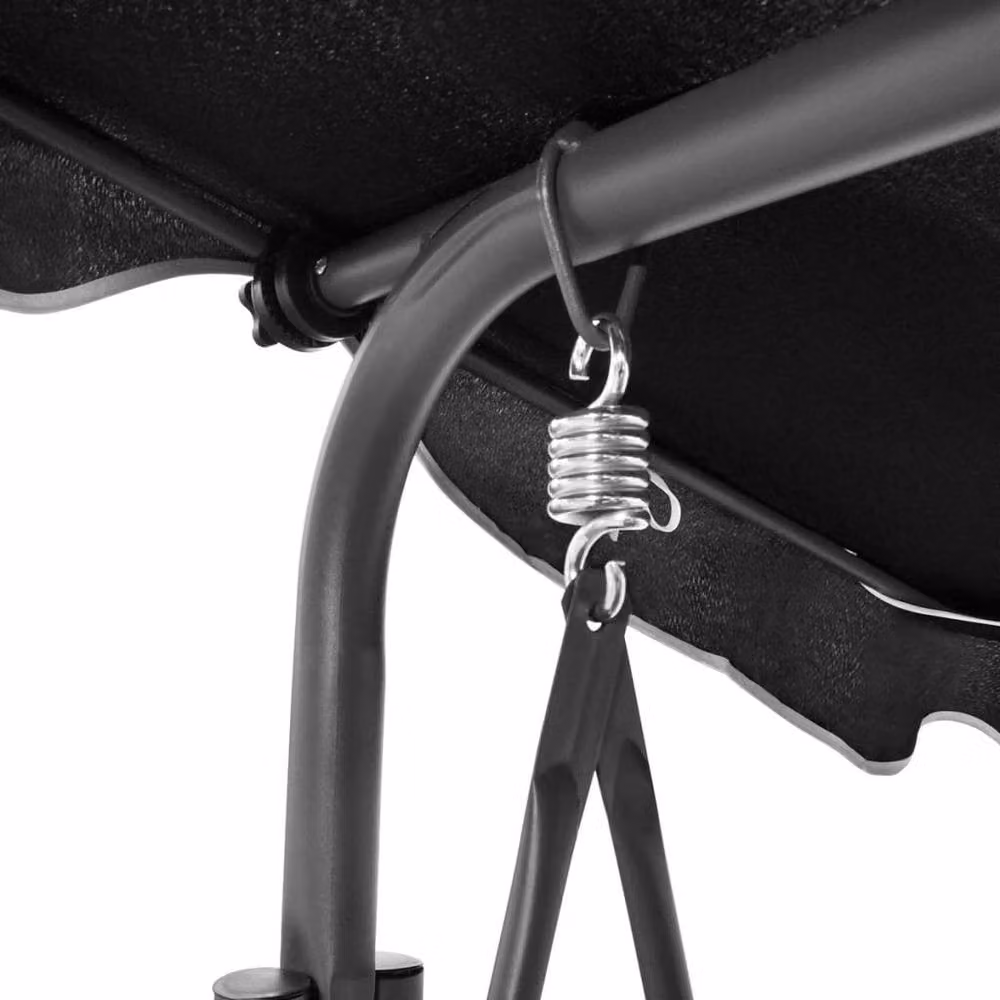 Berkfield Home Modern Garden Swing Bench with Sun Canopy in Black Powder Coated Steel and Textilene Fabric – 4