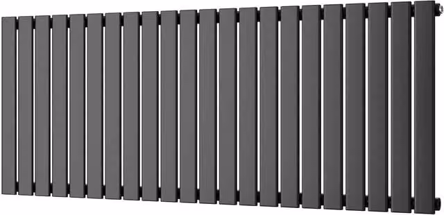 UK Radiators Typhoon Black Flat Tube Horizontal Designer Radiator, W: 149.6 cm, H: 60 cm