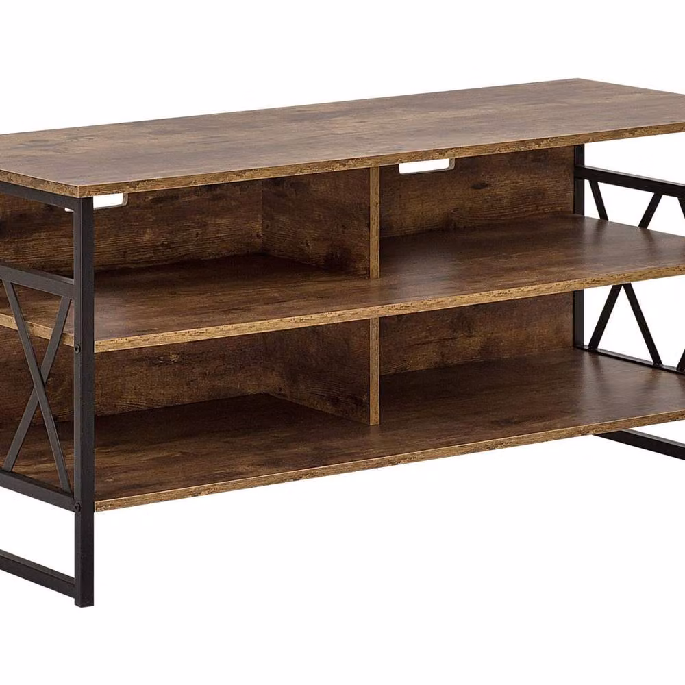 Wyld and Coco Industrial TV Stand in Brown with 4 Shelves, W/D/H: 120 x 51 x 57 cm – 2