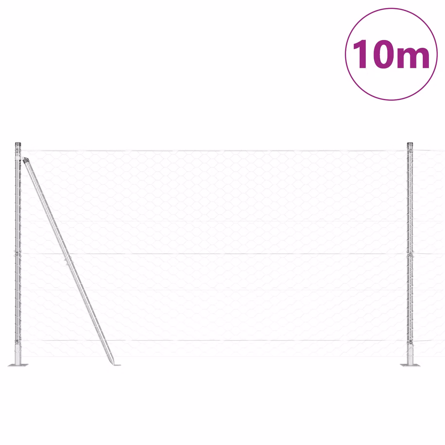 Berkfield Home Hexagon Fence in Silver Galvanised Steel, H: 120 cm x W: 10 m – 2