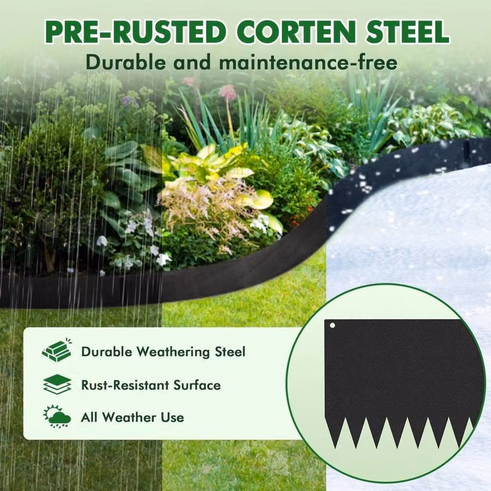 EONLION Flexible Black Metal Lawn Edging Set – 6
