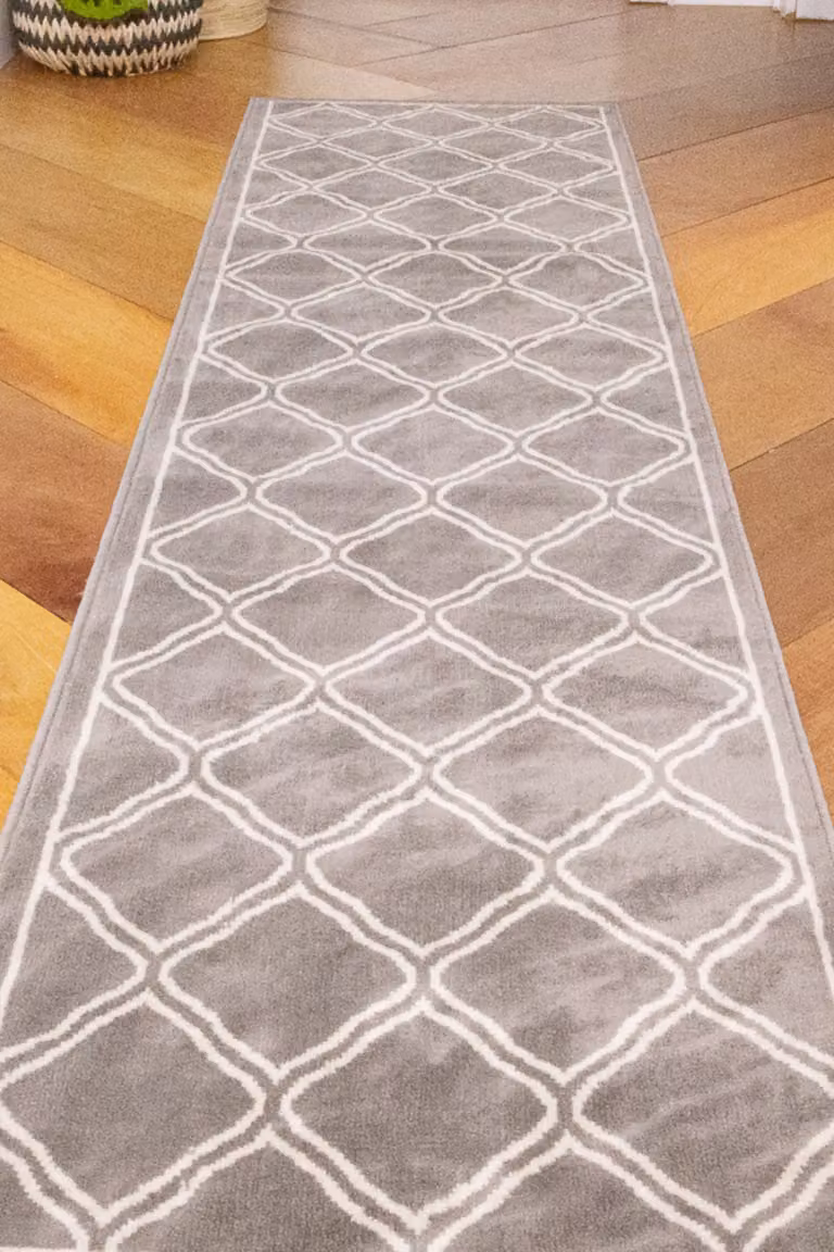 Kukoon Grey Modern Trellis Abstract Bordered Living Room Area Rug, W: 160 cm, D: 230 cm