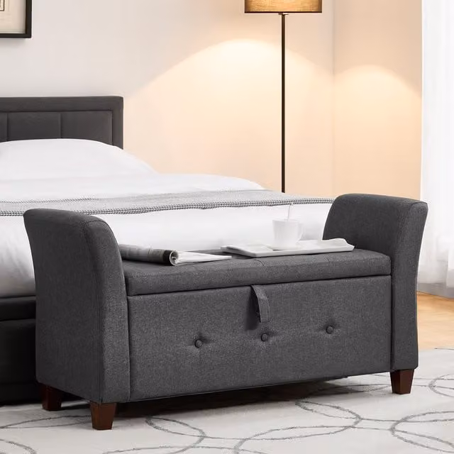 Vida Designs Seville Fabric Storage Ottoman in Grey