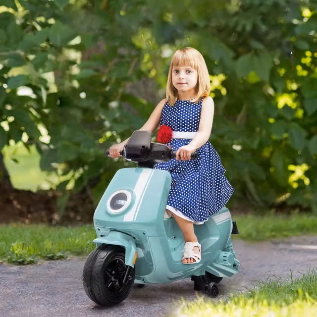 AIYAPLAY 6V Kids Electric Motorbike with Headlights and Music, Green