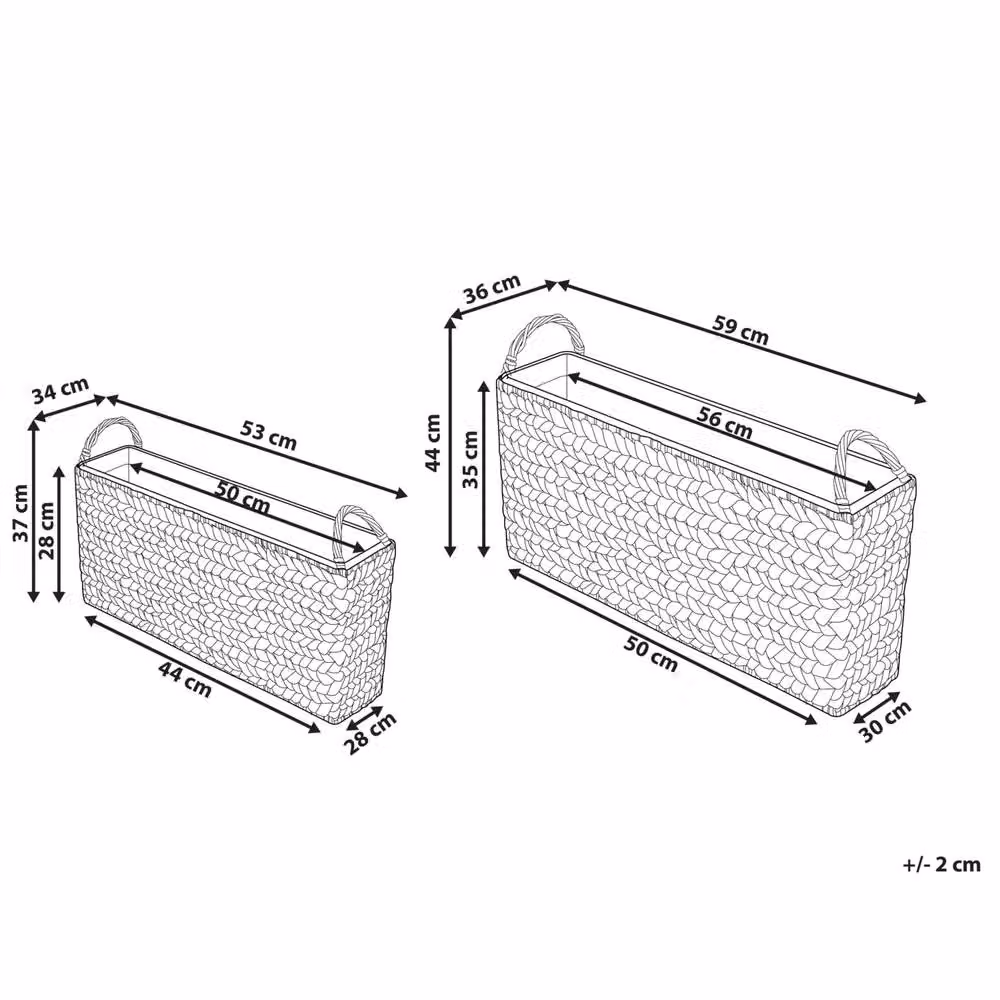 Wyld and Coco Brown PE Rattan Rectangular Plant Baskets Set of 2 with Lining – 3
