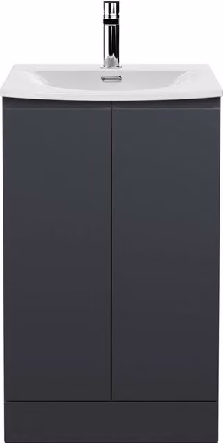 Balterley Mavesyn Contemporary 2 Door Freestanding Bathroom Vanity Unit, Glossy Grey, W: 50 cm, H: 81 cm
