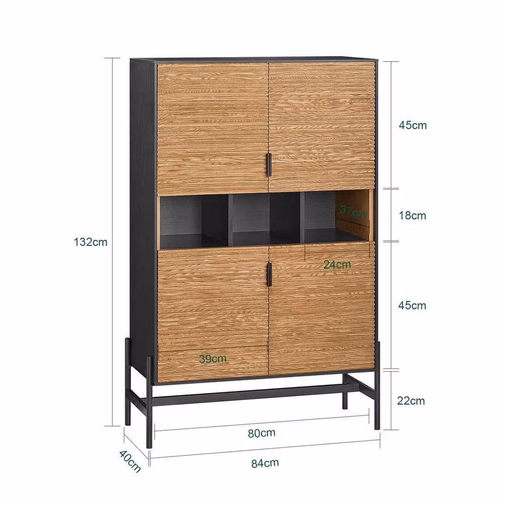 SoBuy Modern Tall Sideboard Cabinet in Black and Brown – 3