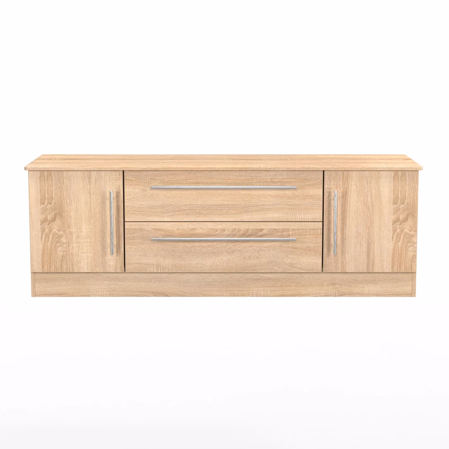 Ready Assembled 2 U Carlton Superwide TV Unit with 2 Doors and 2 Drawers in Light Oak – 2