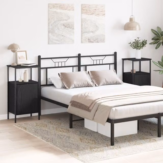 Berkfield Home Set of 2 Black Oak Bedside Cabinets, W/D/H: 41 x 31 x 80 cm – 1