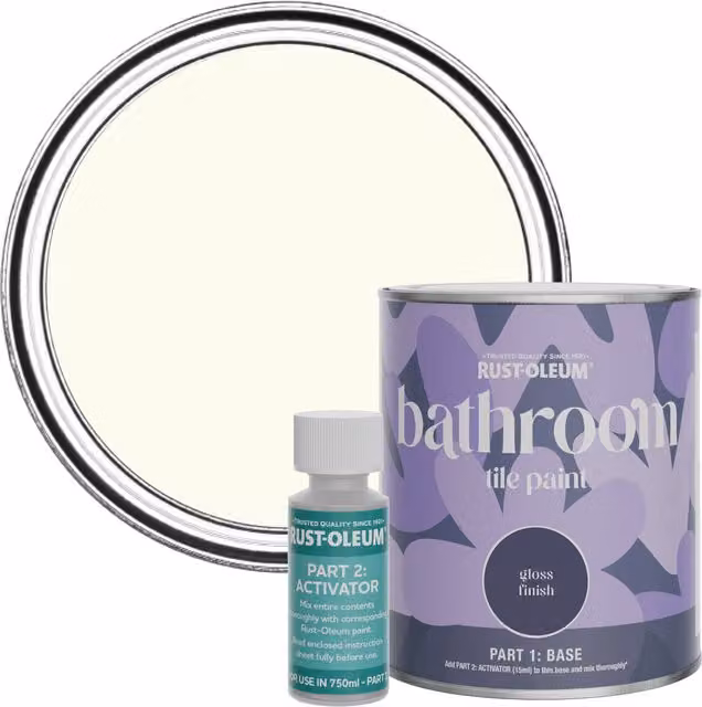 Rust-Oleum Bathroom Tile Paint in Gloss Finish, Antique White, 750ml