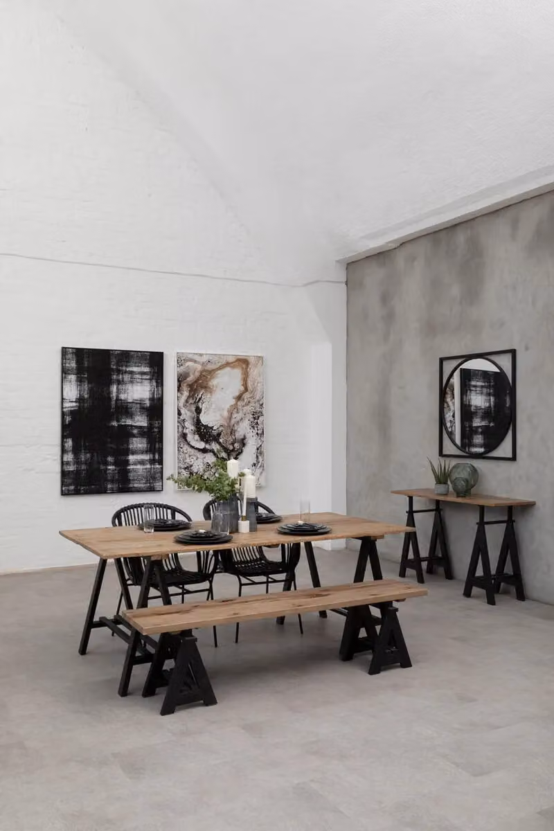 Orsina Industrial Pine Wood and Iron Rectangular Dining Table in Brown and Black, W/D/H: 200 x 100 x 75 cm – 3