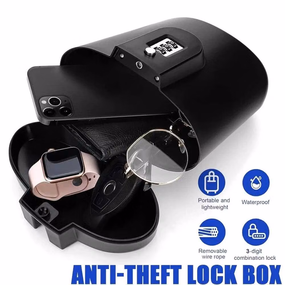NESTLUNE Portable Metal Security Lockbox with Combination Lock, Black – 6