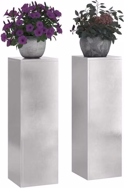 Berkfield Home Outdoor Plant Stand Pillar Set of 2, Silver Stainless Steel, W/D/H: 24 x 24 x 75 cm – 1