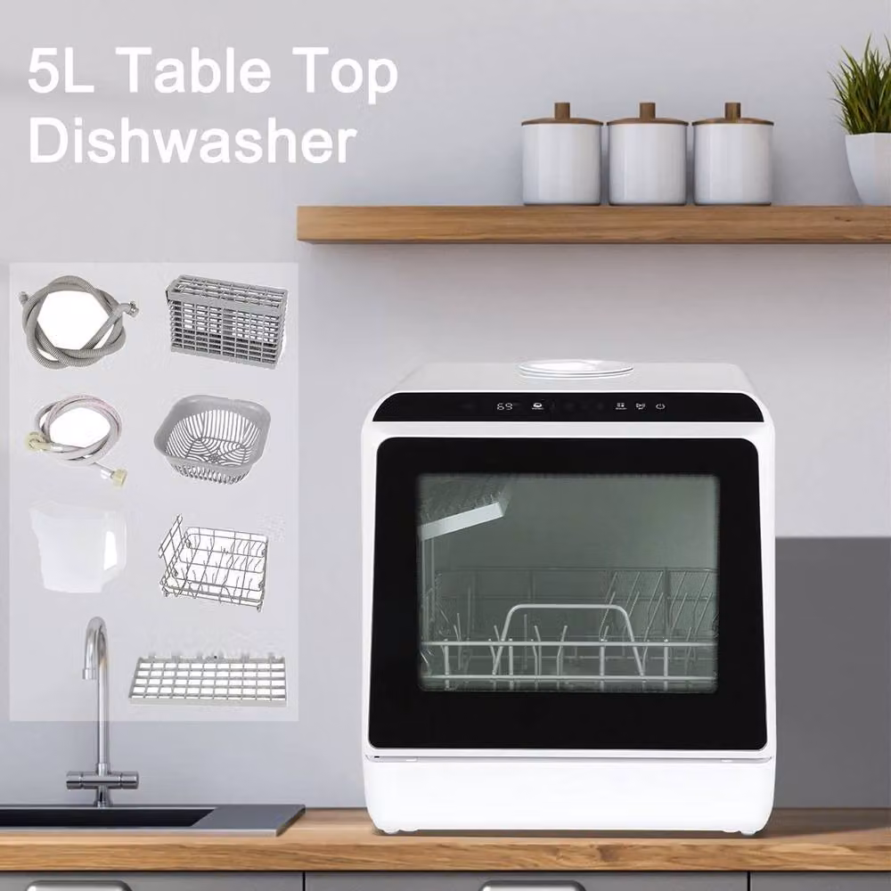 FLAVORA Countertop Mini Freestanding Table Top Dishwasher in White – 2