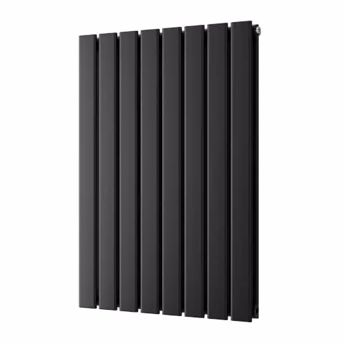 UK Radiators Typhoon Black Flat Tube Horizontal Designer Radiator, W: 54.4 cm, H: 80.0 cm – 2
