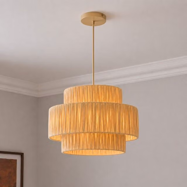 CGC Kefira Handmade Straw Paper Lampshade, Beige, E27, W: 40 cm, H: 28 cm – 1