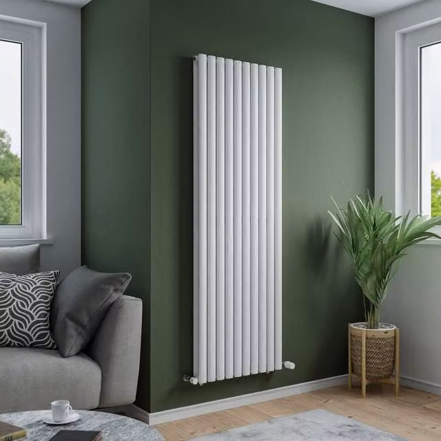 Agadon Solo Duplex Designer Oval Tube Radiator in White, H 180 cm x W 48 cm