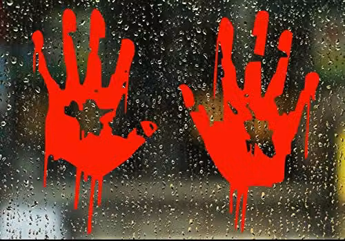 Shatchi Red Bloody Hand Print Halloween Window Clings for Party Decorations – 2
