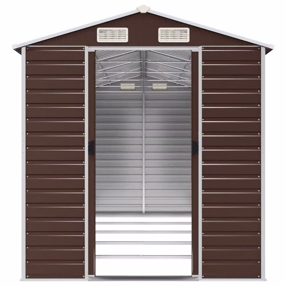Berkfield Home Brown Galvanised Steel Garden Shed with Side Vent W/D/H: 191 x 470 x 198 cm – 4